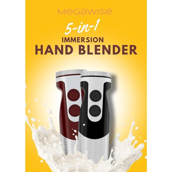 MegaWise Pro Titanium Reinforced 5 in1 Immersion Hand Blender, red - Picture 2 of 6